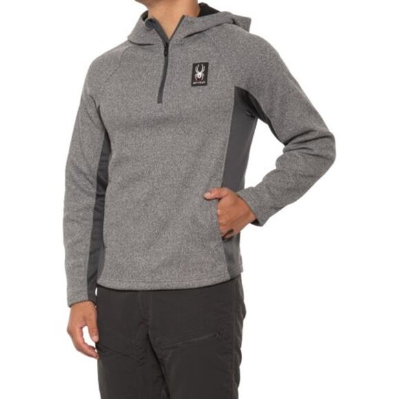 Spyder Boundless | NWT Gray on Gray Quarter Zip Pullover Hoodie Sweatshirt - Picture 1 of 13